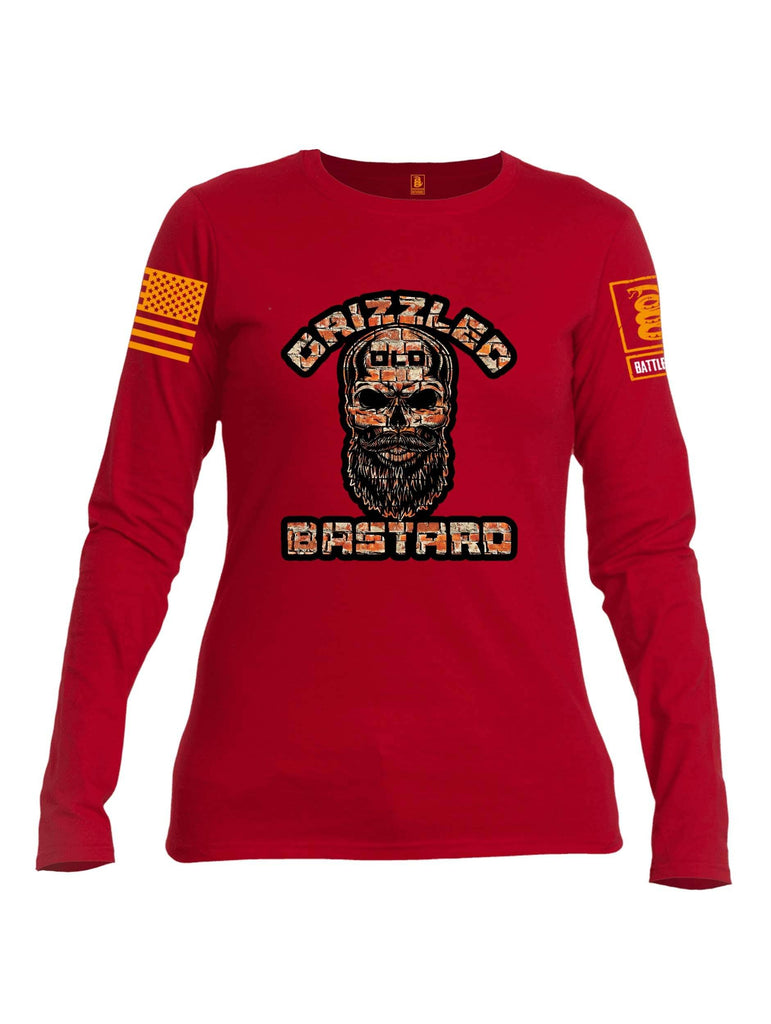 Battleraddle Grizzled Old Bastard Orange Sleeve Print Womens Cotton Long Sleeve Crew Neck T Shirt shirt|custom|veterans|Women-Long Sleeves Crewneck Shirt