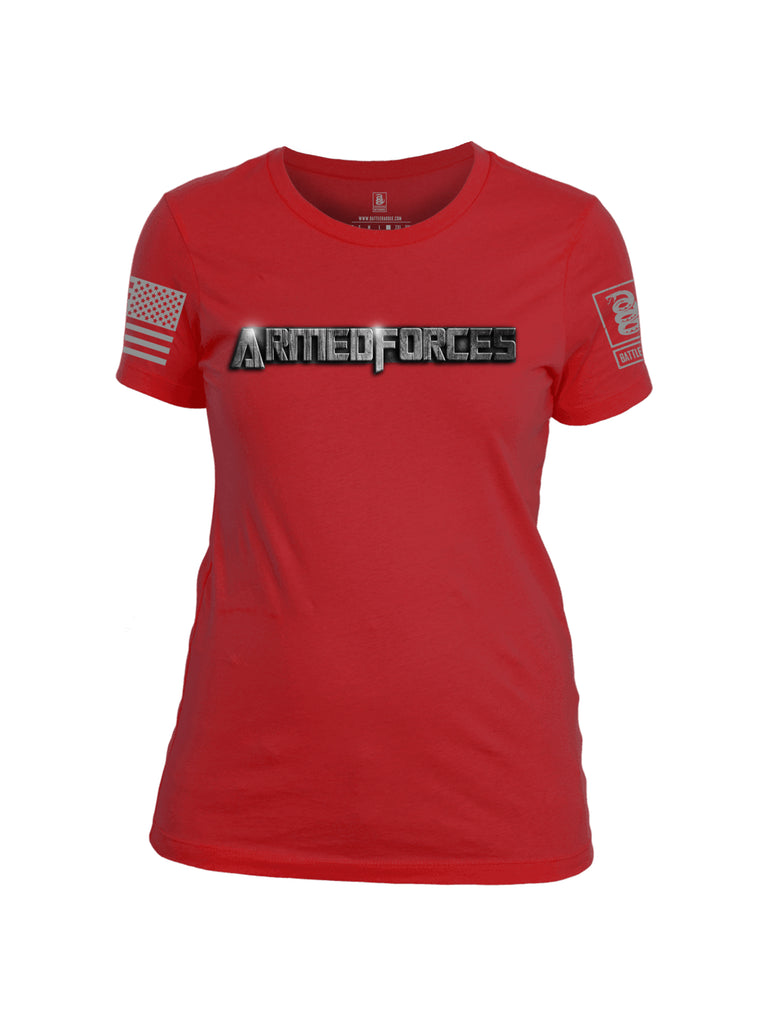 Battleraddle Transformers Armed Forces Superhero Tribute V2 Light Grey Sleeve Print Womens Cotton Crew Neck T Shirt