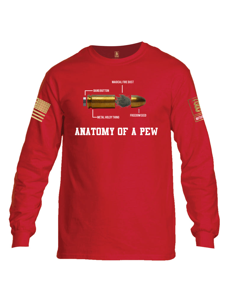 Battleraddle Anatomy Of A PEW Brass Sleeve Print Mens Cotton Long Sleeve Crew Neck T Shirt
