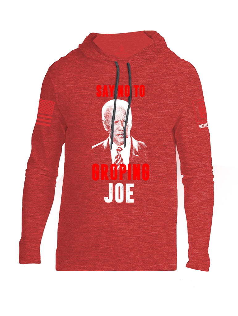 Battleraddle Say No To Groping Joe Red Sleeve Print Mens Thin Cotton Lightweight Hoodie