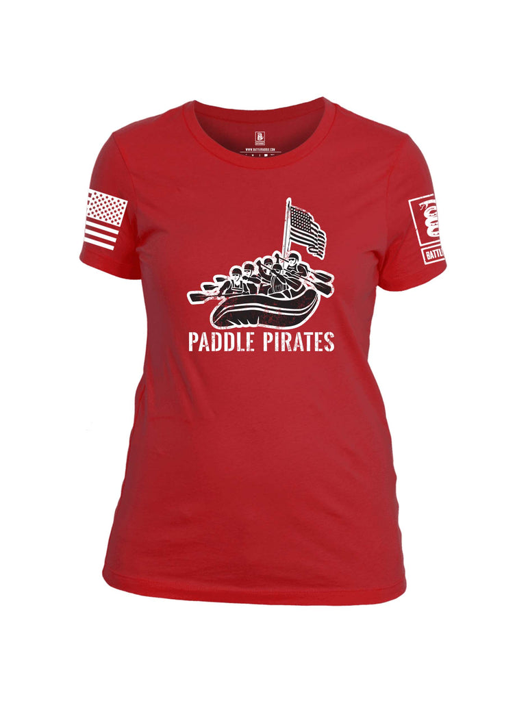 Battleraddle Paddle Pirates White Sleeve Print Womens 100% Battlefit Polyester Crew Neck T Shirt