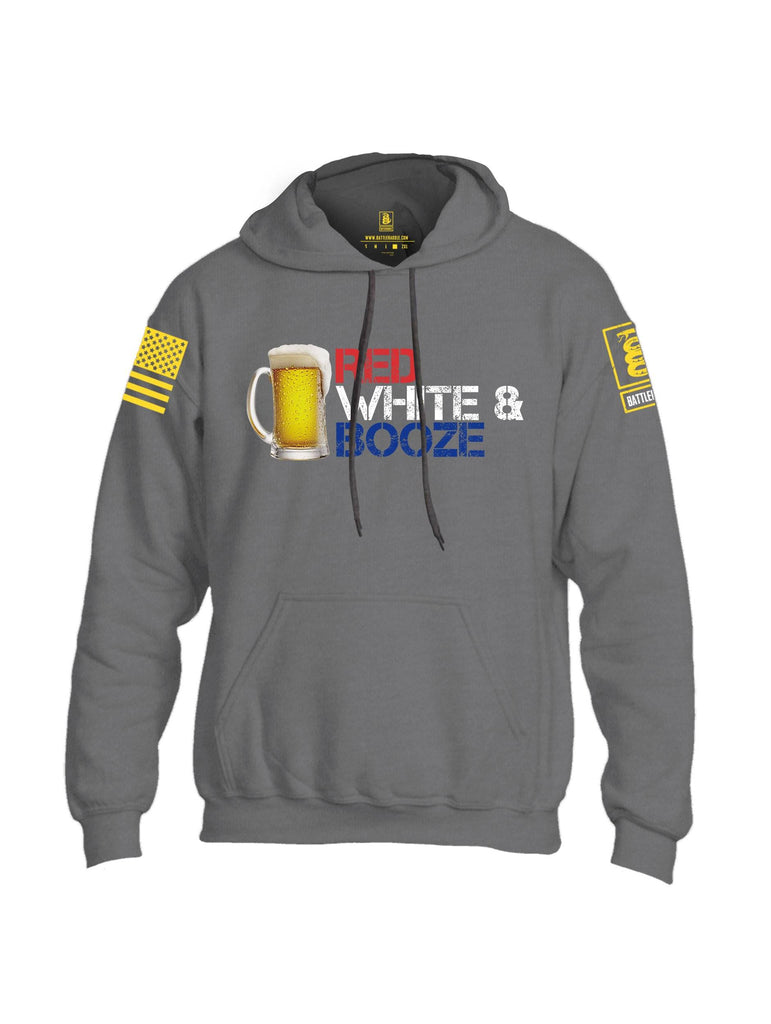 Battleraddle Red White & Booze Yellow Sleeve Print Mens Blended Hoodie With Pockets shirt|custom|veterans|Apparel-Mens Hoodies-Cotton/Dryfit Blend
