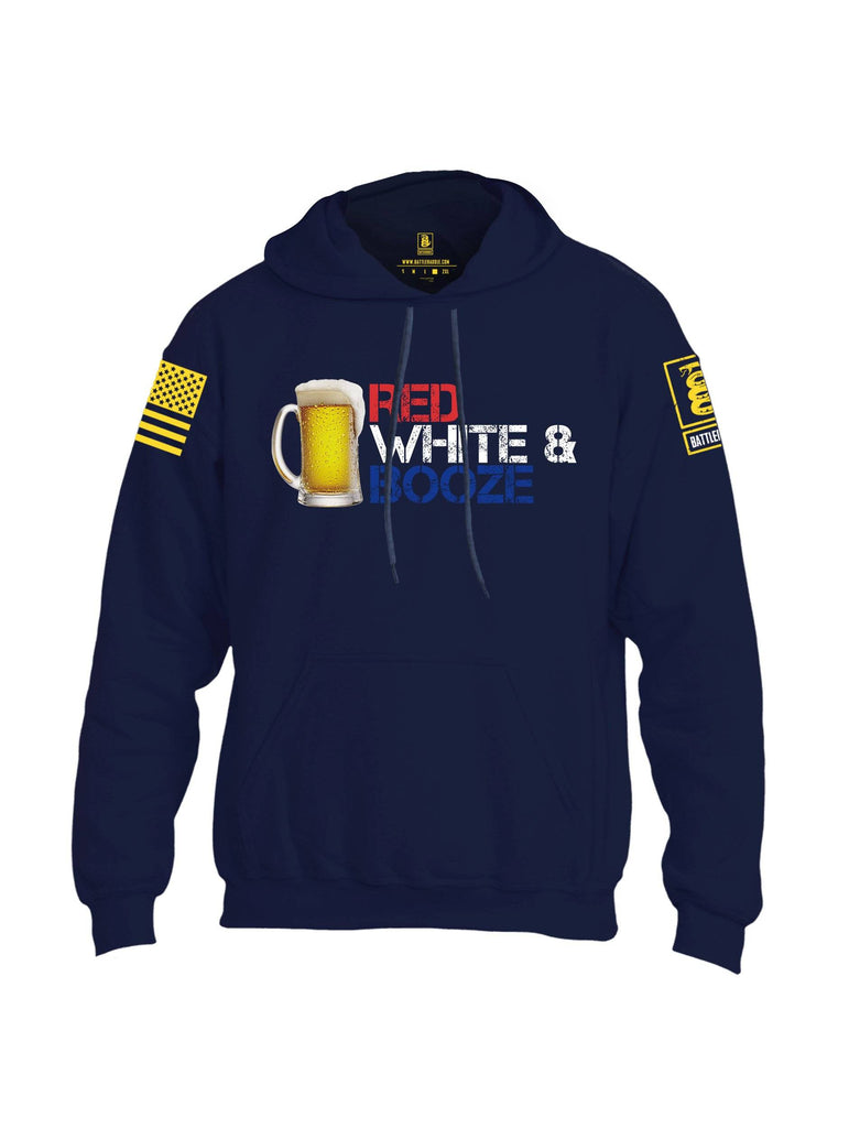 Battleraddle Red White & Booze Yellow Sleeve Print Mens Blended Hoodie With Pockets shirt|custom|veterans|Apparel-Mens Hoodies-Cotton/Dryfit Blend
