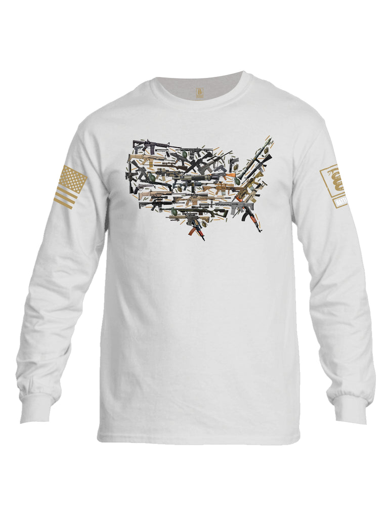 Battleraddle USA Rifle Land Brass Sleeve Print Mens Cotton Long Sleeve Crew Neck T Shirt