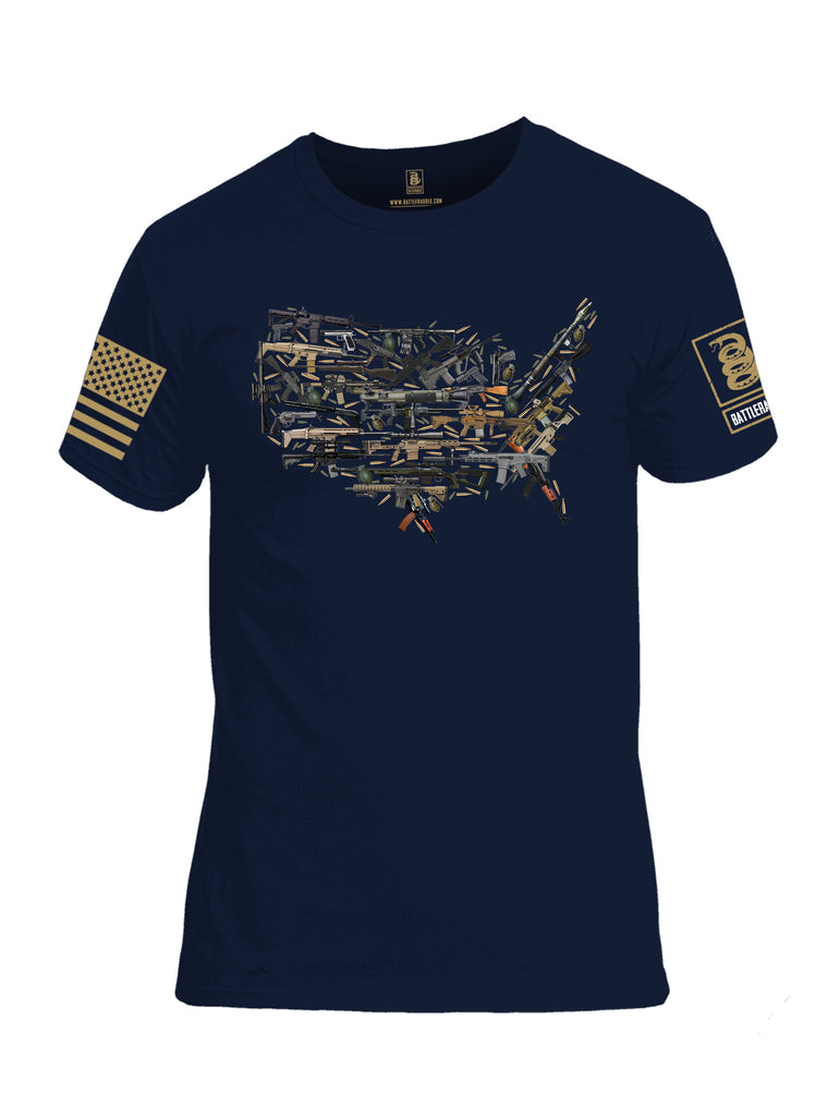 Battleraddle USA Rifle Land Brass Sleeve Print Mens 100% Battlefit Polyester Crew Neck T Shirt