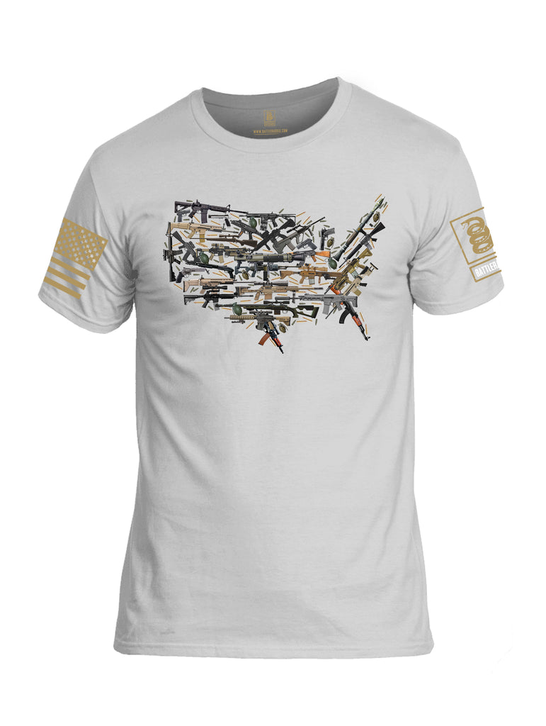 Battleraddle USA Rifle Land Brass Sleeve Print Mens 100% Battlefit Polyester Crew Neck T Shirt