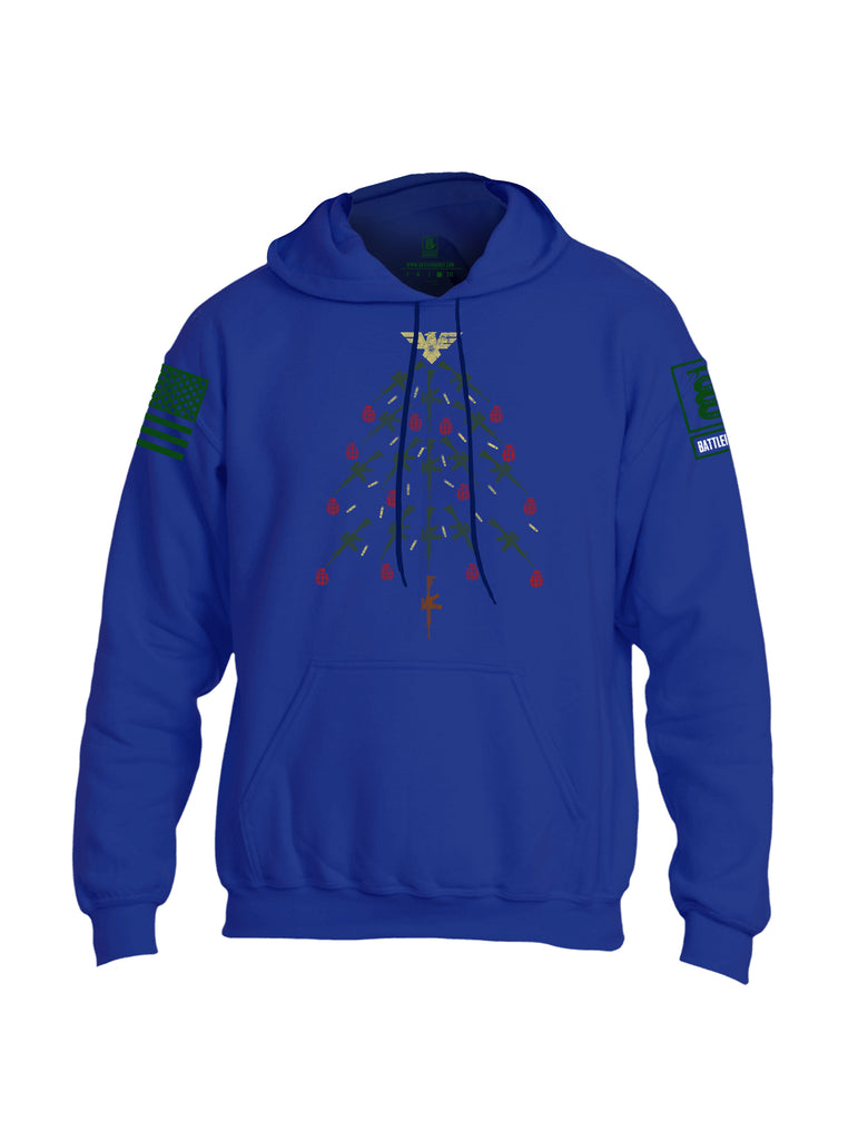 Battleraddle Christmas Rifle Tree Bomb Green Sleeve Print Mens Blended Hoodie With Pockets