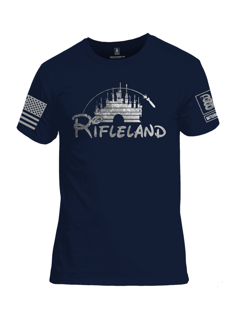 Battleraddle Rifleland V2 Grey Sleeve Print Mens Cotton Crew Neck T Shirt