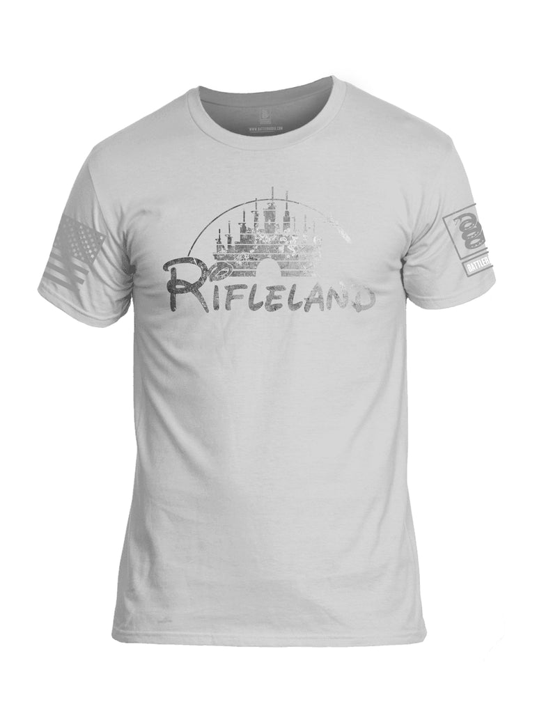 Battleraddle Rifleland V2 Grey Sleeve Print Mens Cotton Crew Neck T Shirt