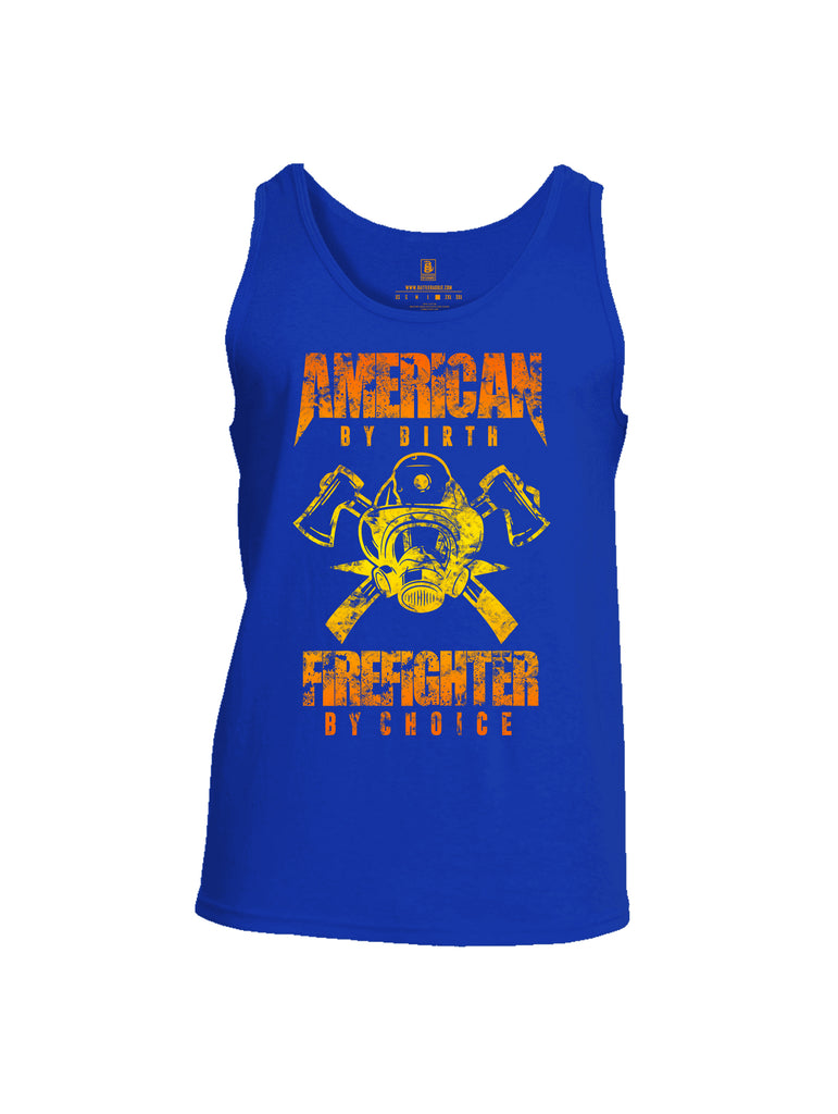 Battleraddle American By Birth Firefighter By Choice Mens Cotton Tank Top