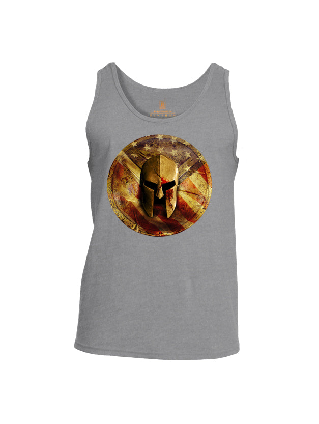 Battleraddle Spartan Helm Gold Mens Cotton Tank Top