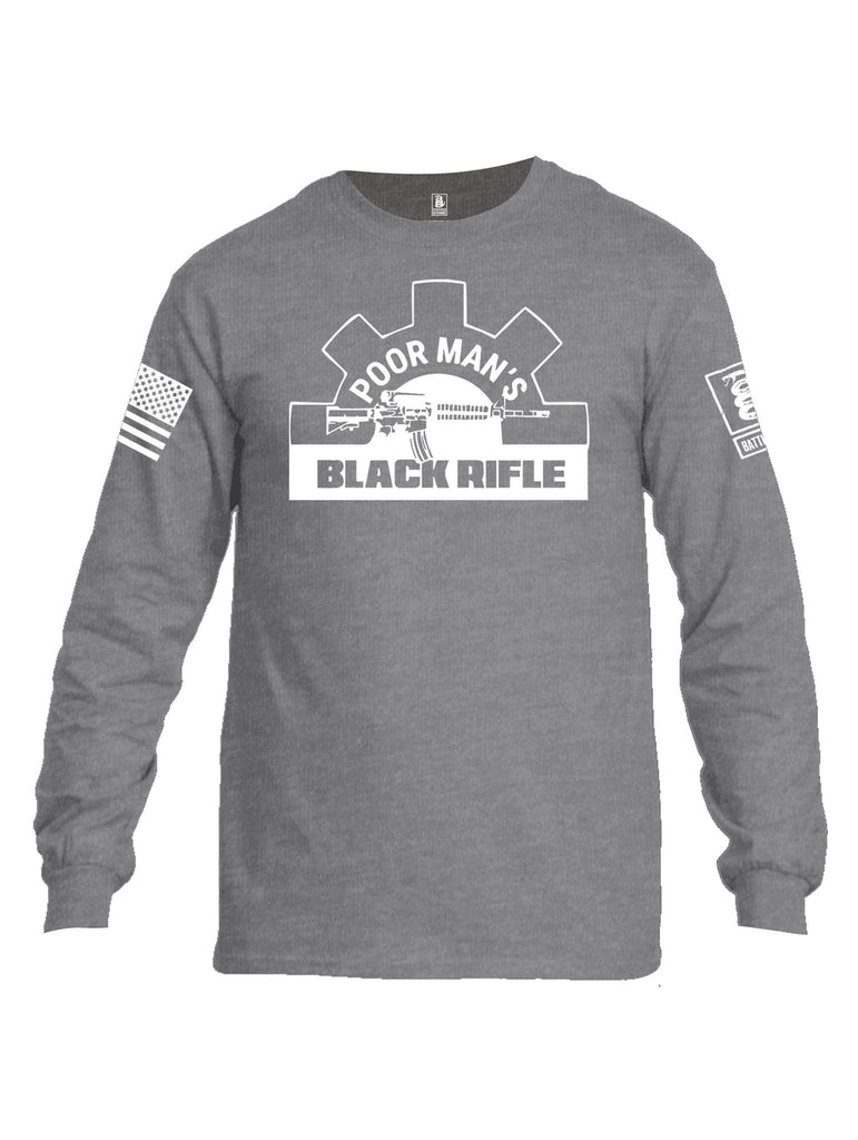 BattleraddlePoor Man's Black Rifle PMBR Join The Brotherhood  White Sleeve Print Mens Cotton Long Sleeve Crew Neck T Shirt