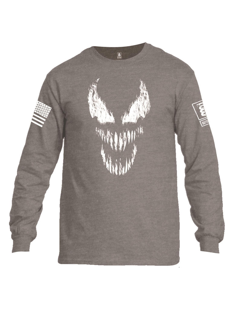 Battleraddle Classic Venom White Sleeve Print Mens Cotton Long Sleeve Crew Neck T Shirt - Battleraddle® LLC