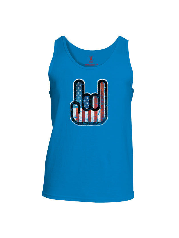 Battleraddle Hand Gesture USA Flag V2 Mens Cotton Tank Top