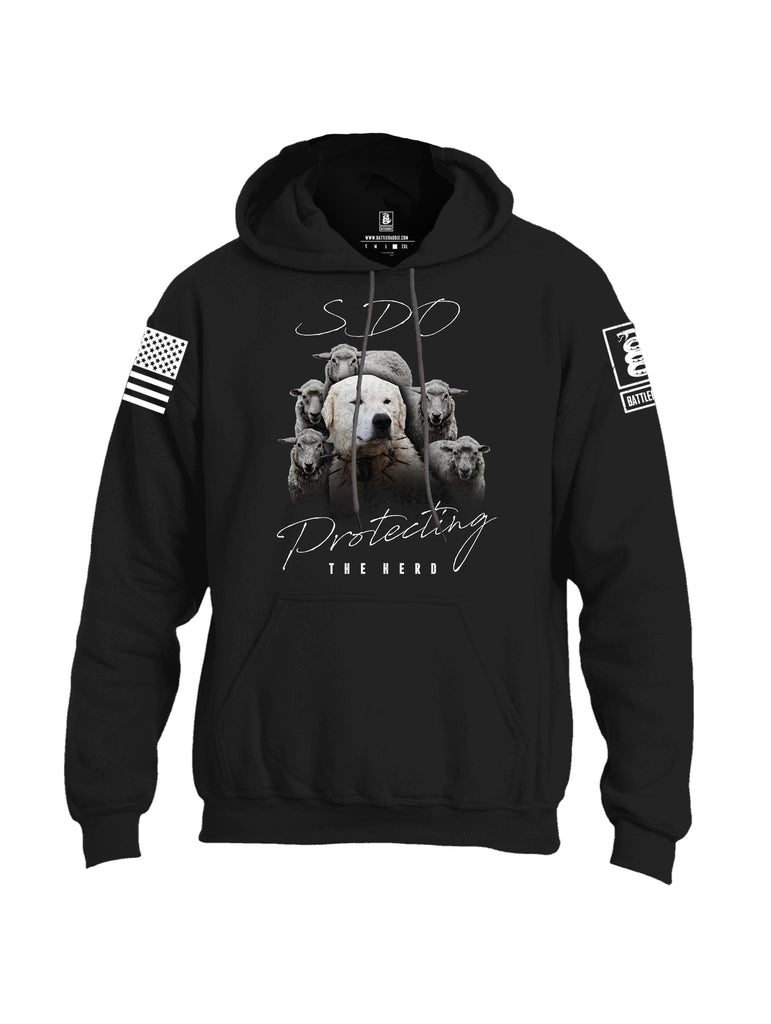 Battleraddle SDO Protecting The Herd White Sleeve Print Mens Blended Hoodie With Pockets
