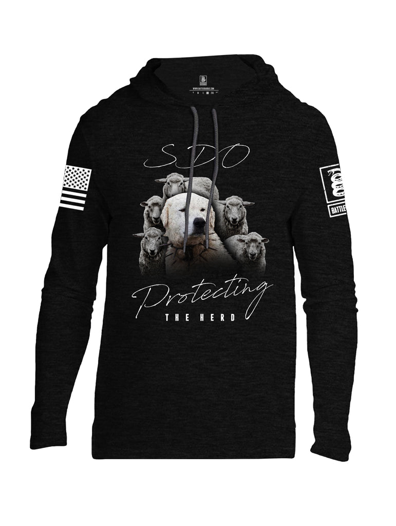 Battleraddle SDO Protecting The Herd White Sleeve Print Mens Thin Cotton Lightweight Hoodie