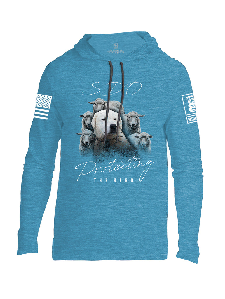 Battleraddle SDO Protecting The Herd White Sleeve Print Mens Thin Cotton Lightweight Hoodie