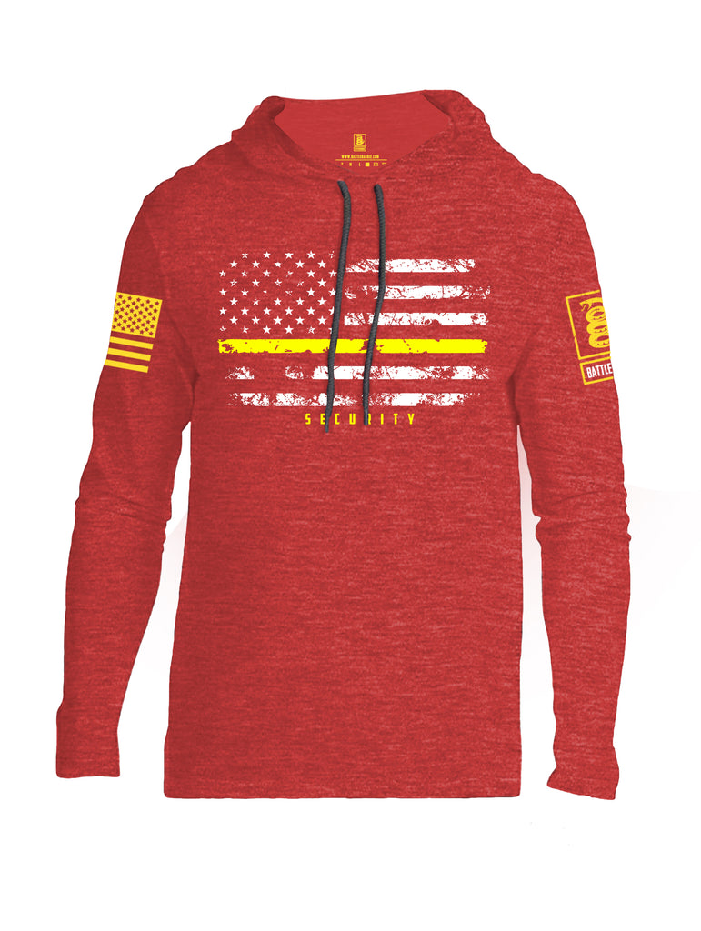 Battleraddle American Flag Yellow Line Security Yellow Sleeve Print Mens Thin Cotton Lightweight Hoodie