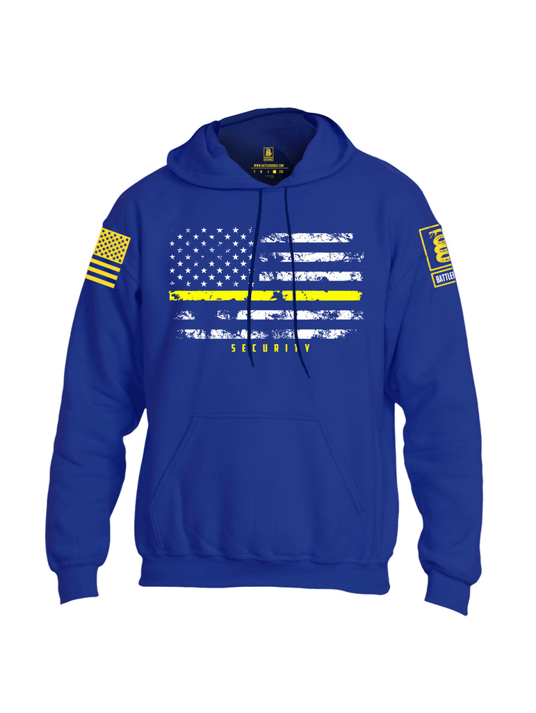 Battleraddle American Flag Yellow Line Security Yellow Sleeve Print Mens Blended Hoodie With Pockets