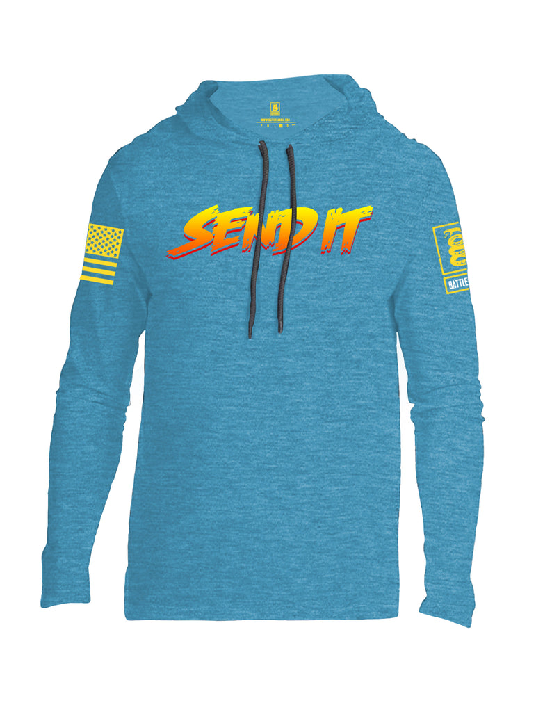 Battleraddle Send It Yellow Sleeve Print Mens Thin Cotton Lightweight Hoodie