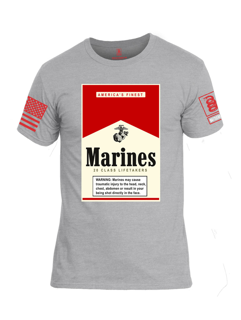 Battleraddle Marines 20 Class Lifetakers Red Sleeve Print Mens Cotton Crew Neck T Shirt