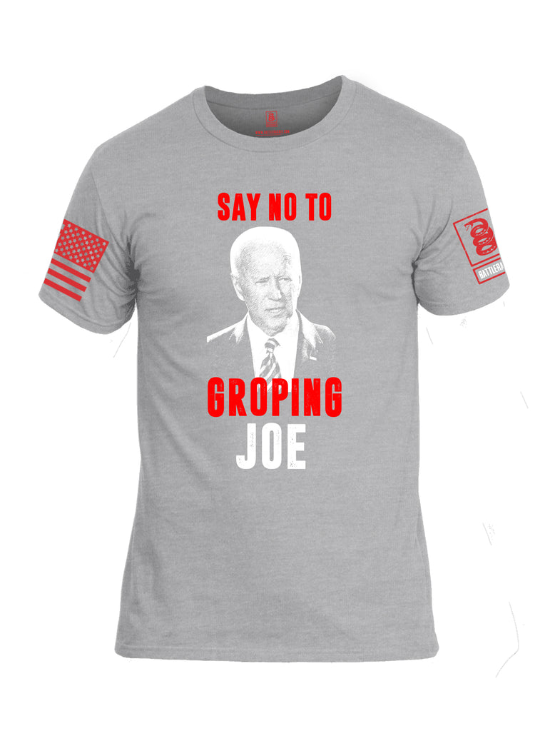 Battleraddle Say No To Groping Joe  Red Sleeve Print Mens Cotton Crew Neck T Shirt