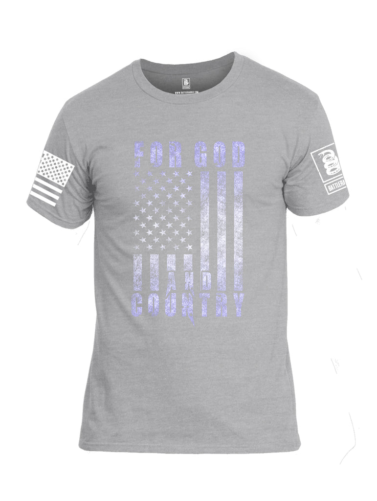 Battleraddle For God And Country White Sleeve Print Mens Cotton Crew Neck T Shirt