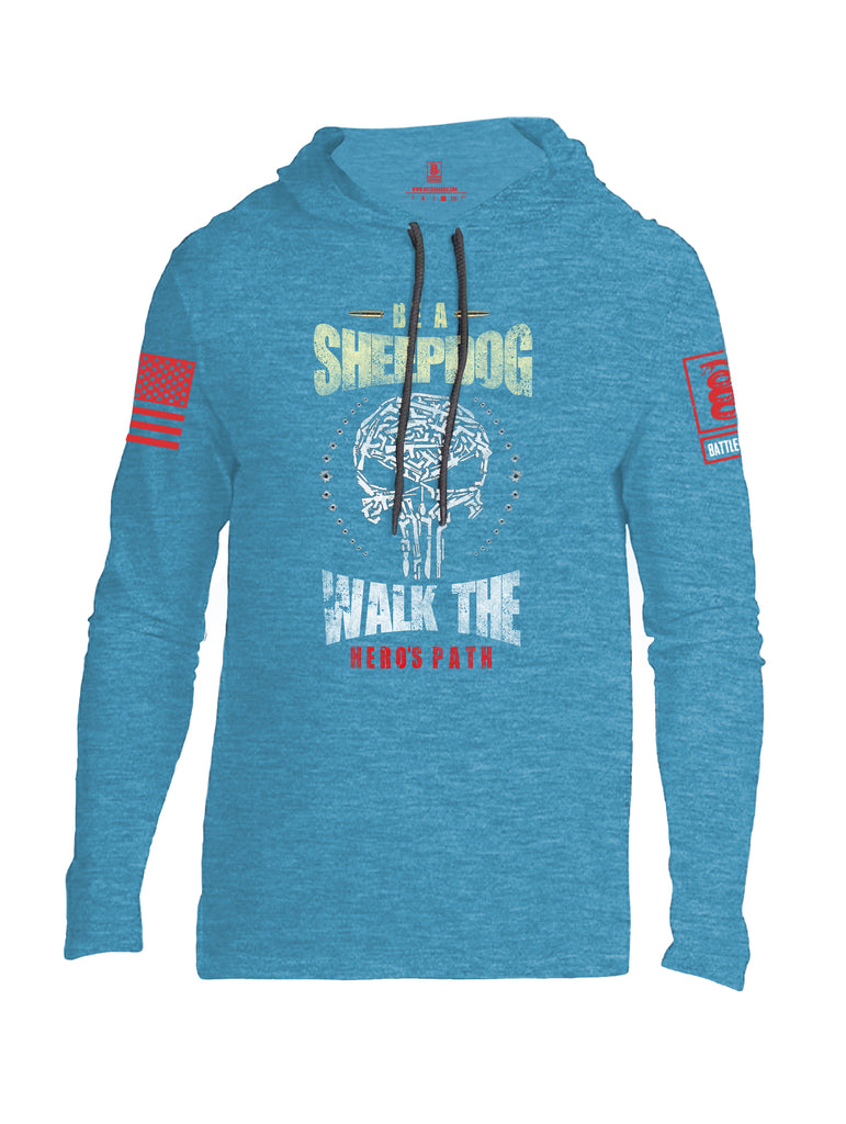 Battleraddle Be A Sheepdog Walk The Hero's Path Red Sleeve Print Mens Thin Cotton Lightweight Hoodie - Battleraddle® LLC