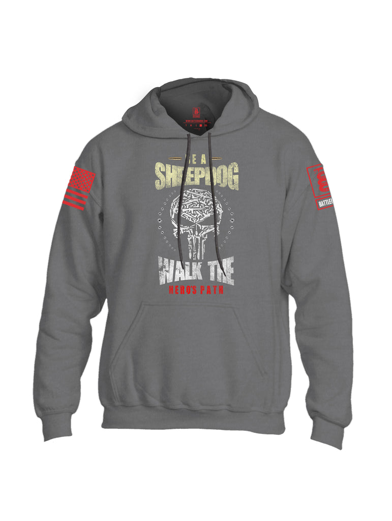 Battleraddle Be A Sheepdog Walk The Hero's Path Red Sleeve Print Mens Blended Hoodie With Pockets - Battleraddle® LLC