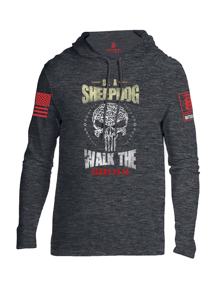 Battleraddle Be A Sheepdog Walk The Hero's Path Red Sleeve Print Mens Thin Cotton Lightweight Hoodie - Battleraddle® LLC