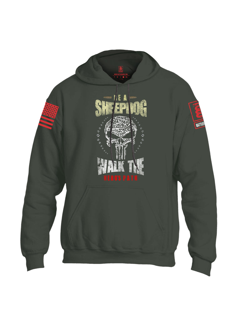 Battleraddle Be A Sheepdog Walk The Hero's Path Red Sleeve Print Mens Blended Hoodie With Pockets - Battleraddle® LLC