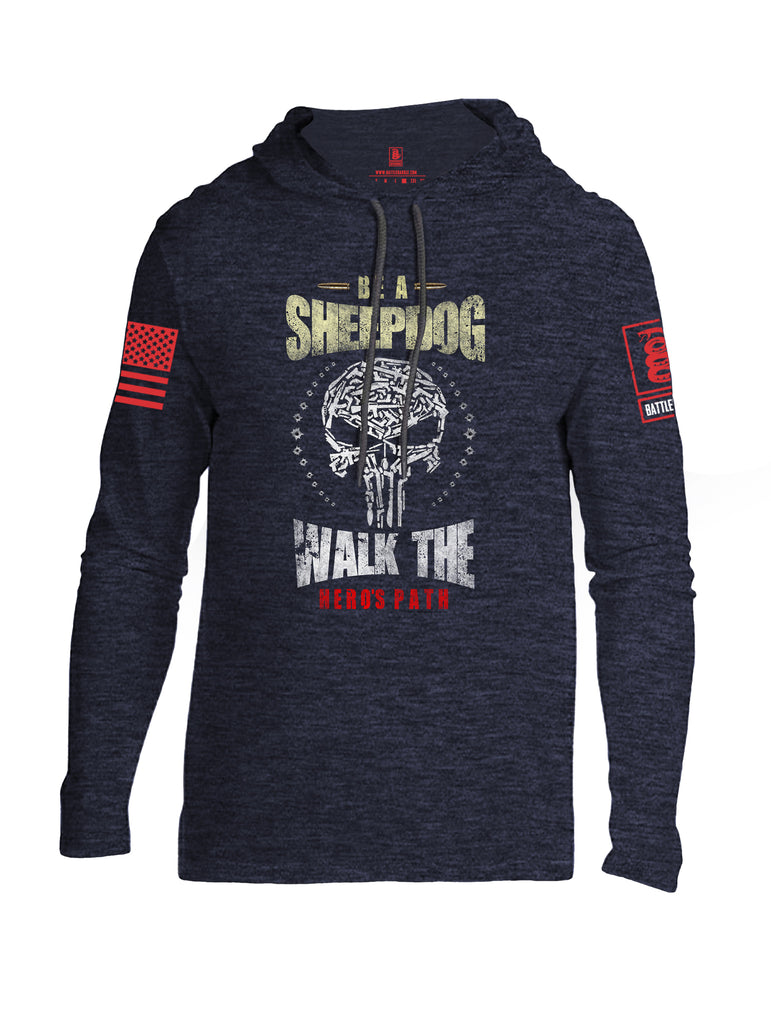 Battleraddle Be A Sheepdog Walk The Hero's Path Red Sleeve Print Mens Thin Cotton Lightweight Hoodie - Battleraddle® LLC