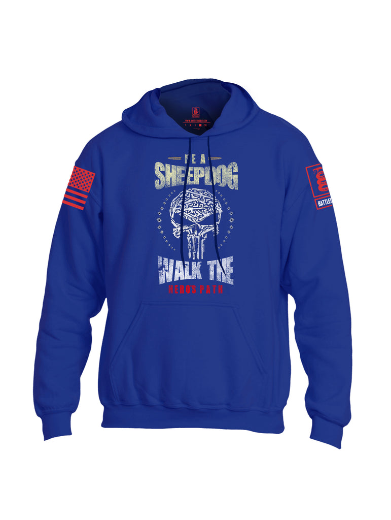 Battleraddle Be A Sheepdog Walk The Hero's Path Red Sleeve Print Mens Blended Hoodie With Pockets - Battleraddle® LLC