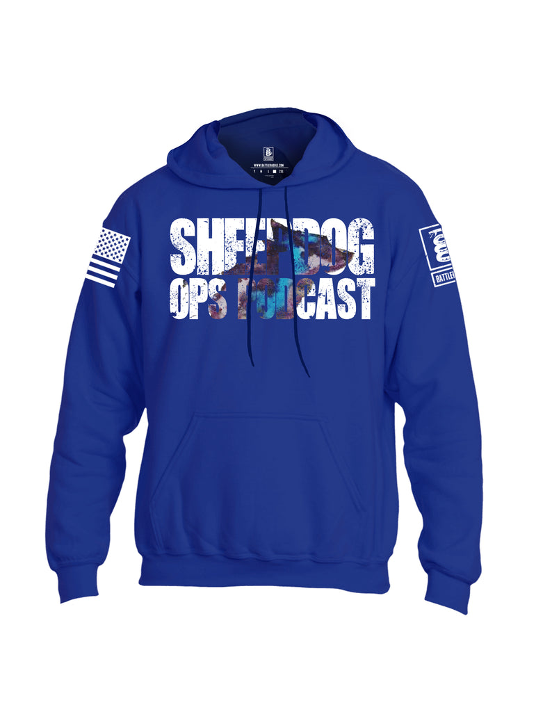 Battleraddle Sheepdog Ops Podcast White Sleeve Print Mens Blended Hoodie With Pockets