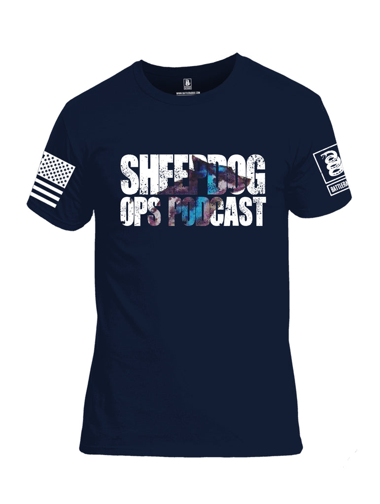 Battleraddle Sheepdog Ops Podcast White Sleeve Print Mens Cotton Crew Neck T Shirt
