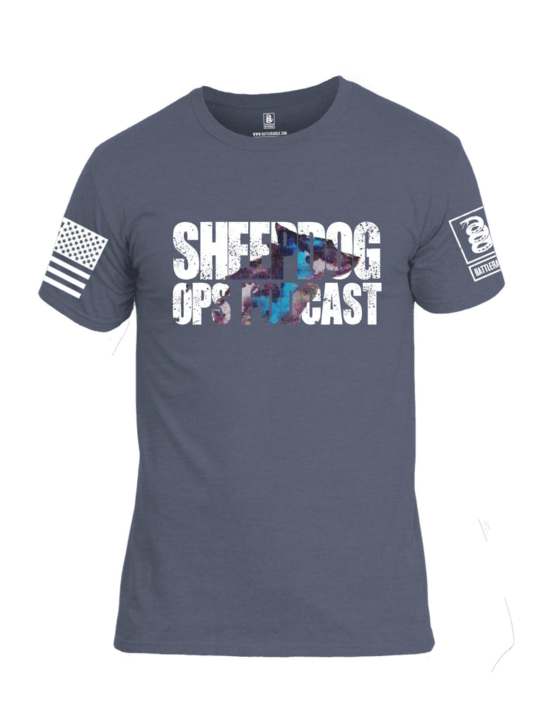 Battleraddle Sheepdog Ops Podcast White Sleeve Print Mens Cotton Crew Neck T Shirt
