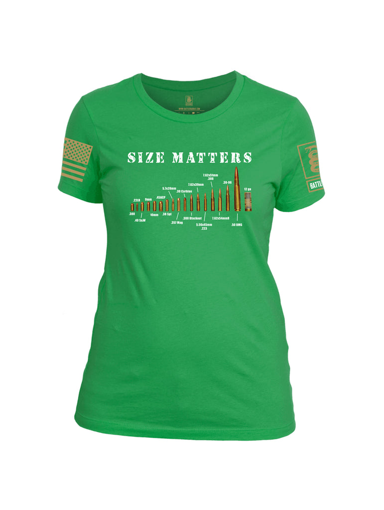 Battleraddle Size Matters Brass Sleeve Print Womens Cotton Crew Neck T Shirt