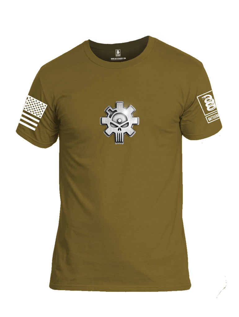 Battleraddle Superpatriot Heavy Duty AR15 Bolt Expounder Skull White Sleeve Print Mens Cotton Crew Neck T Shirt