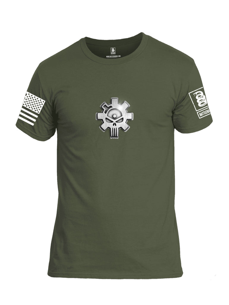 Battleraddle Superpatriot Heavy Duty AR15 Bolt Expounder Skull White Sleeve Print Mens Cotton Crew Neck T Shirt