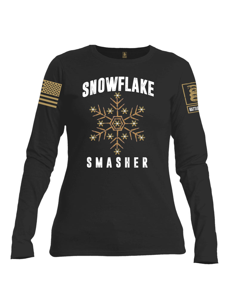 Battleraddle Snowflake Smasher Brass Sleeve Print Womens Cotton Long Sleeve Crew Neck T Shirt