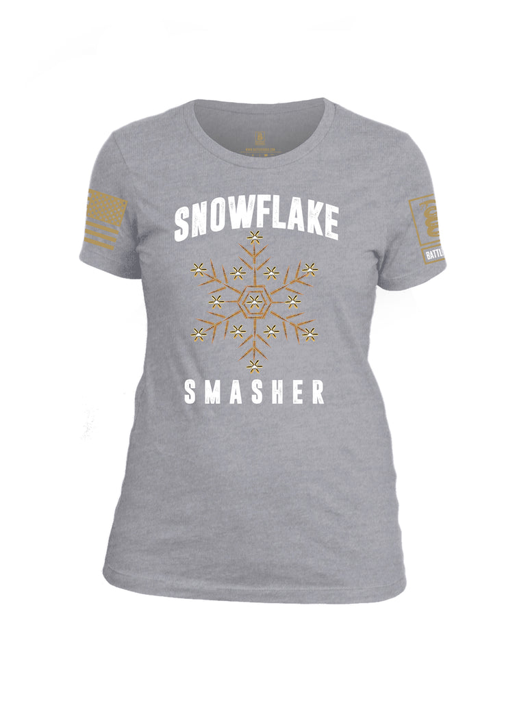 Battleraddle Snowflake Smasher Brass Sleeve Print Womens Cotton Crew Neck T Shirt