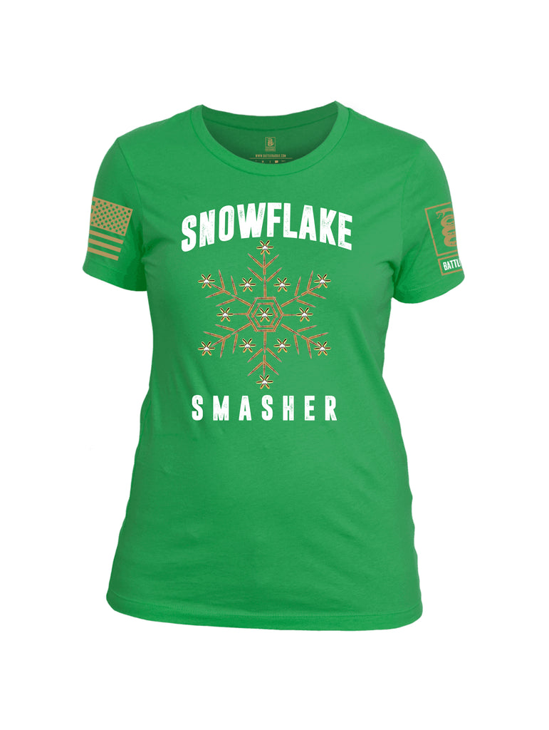 Battleraddle Snowflake Smasher Brass Sleeve Print Womens Cotton Crew Neck T Shirt