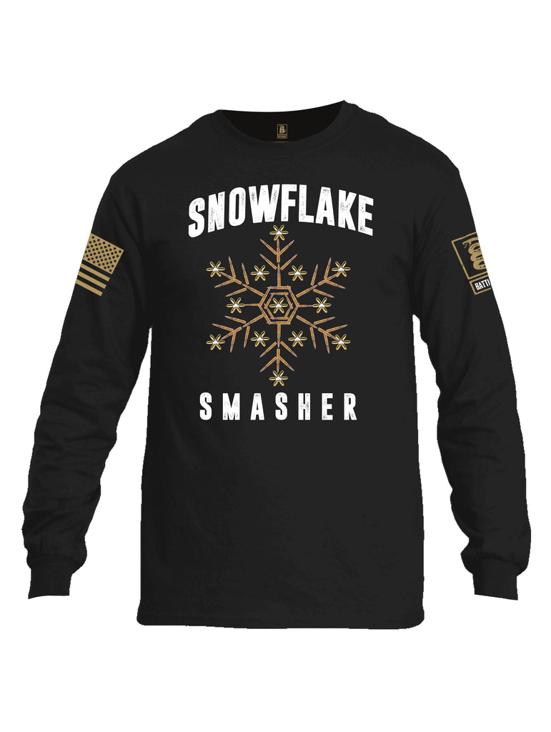 Battleraddle Snowflake Smasher Brass Sleeve Print Mens Cotton Long Sleeve Crew Neck T Shirt