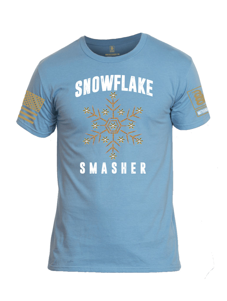 Battleraddle Snowflake Smasher Brass Sleeve Print Mens Cotton Crew Neck T Shirt