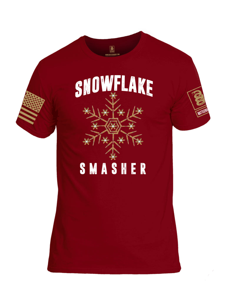 Battleraddle Snowflake Smasher Brass Sleeve Print Mens Cotton Crew Neck T Shirt