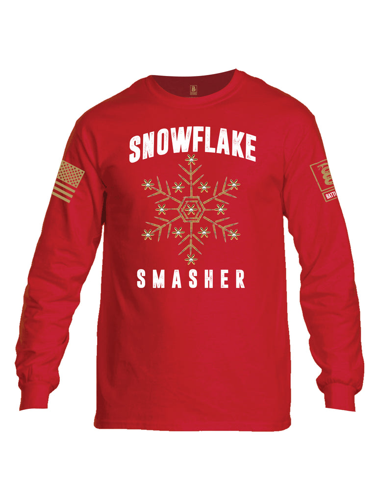 Battleraddle Snowflake Smasher Brass Sleeve Print Mens Cotton Long Sleeve Crew Neck T Shirt