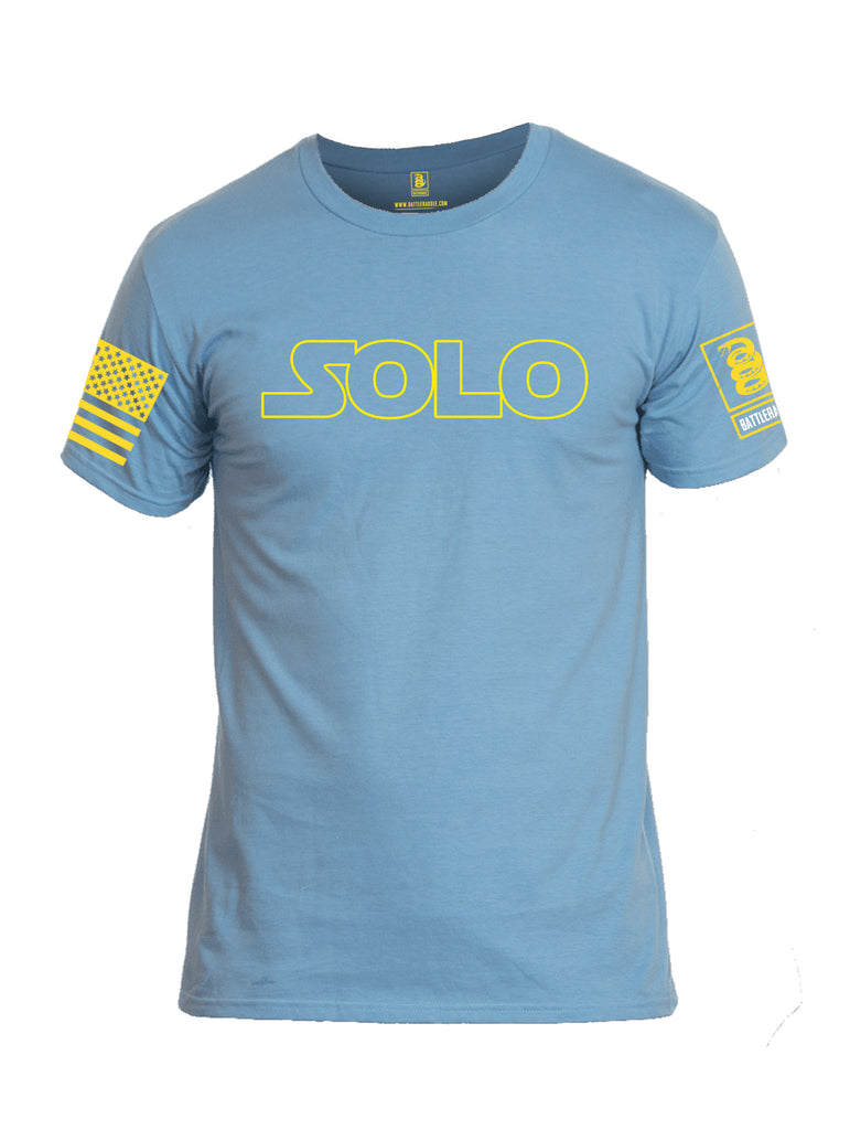 Battleraddle Solo Yellow Sleeve Print Mens Cotton Crew Neck T Shirt