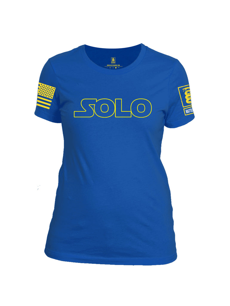 Battleraddle Solo Yellow Sleeve Print Womens 100% Battlefit Polyester Crew Neck T Shirt