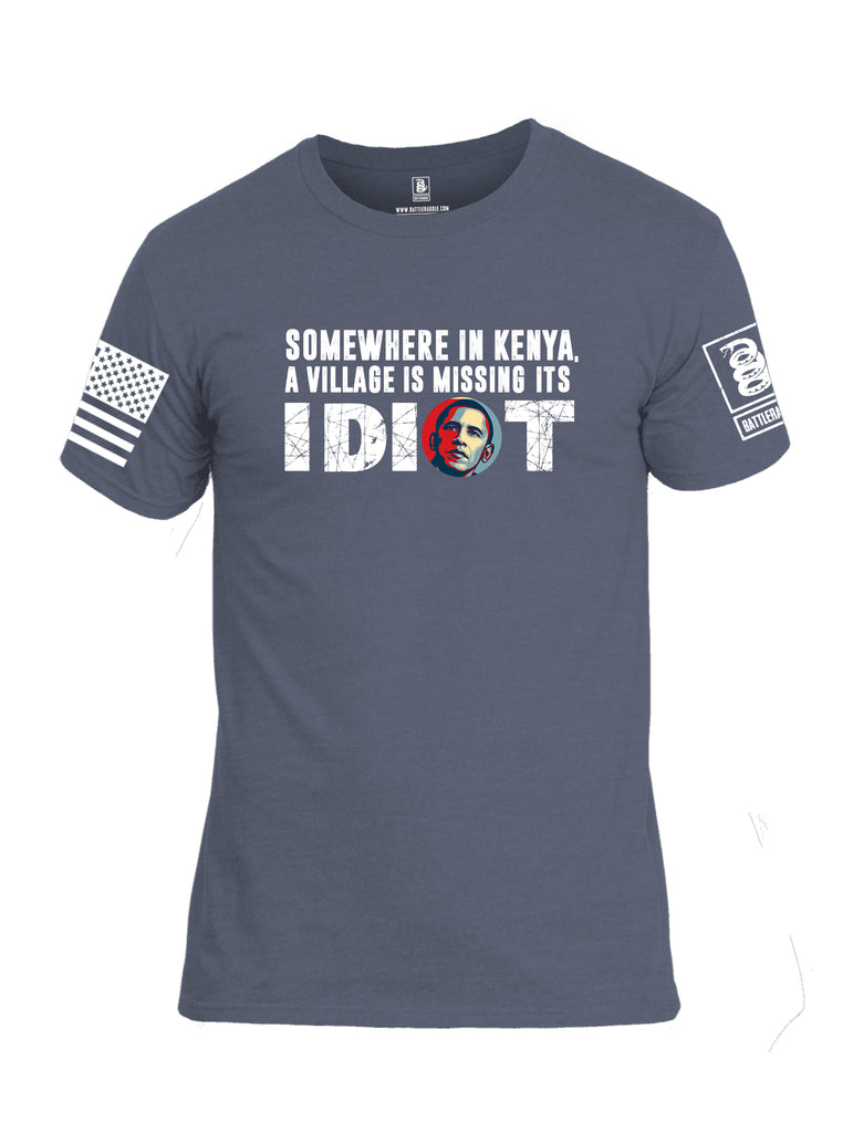 Battleraddle Somewhere In Kenya A Village Is Missing Its Idiots White Sleeve Print Mens Cotton Crew Neck T Shirt
