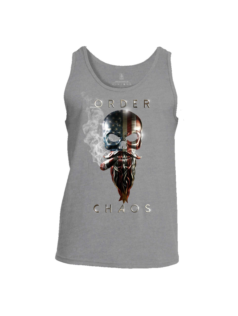 Battleraddle Order Chaos Skull American Flag Mens Cotton Tank Top